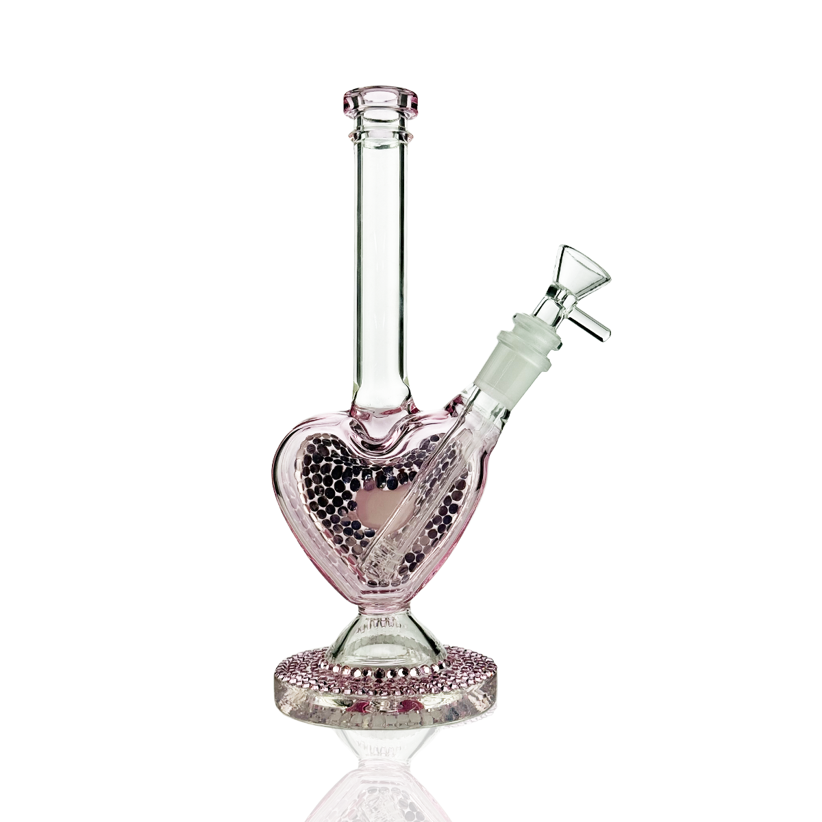 10" Pink Blink Heart Water Pipe Bong with 14mm Male Bowl