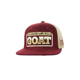 GOAT Embroidered Snapback Hat Corduroy and Mesh Back