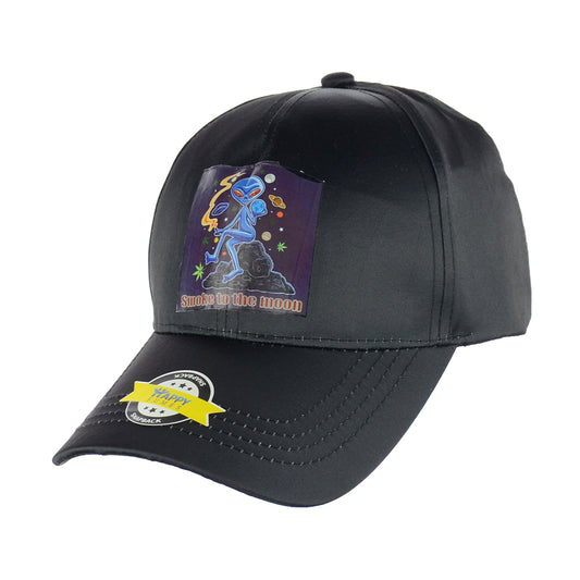 Smoke To The Moon Design Black Baseball Snapback Hat