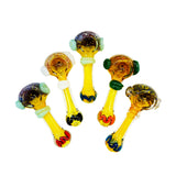 3.5" Hand Pipe Silver Fume Glass and Leaf Art