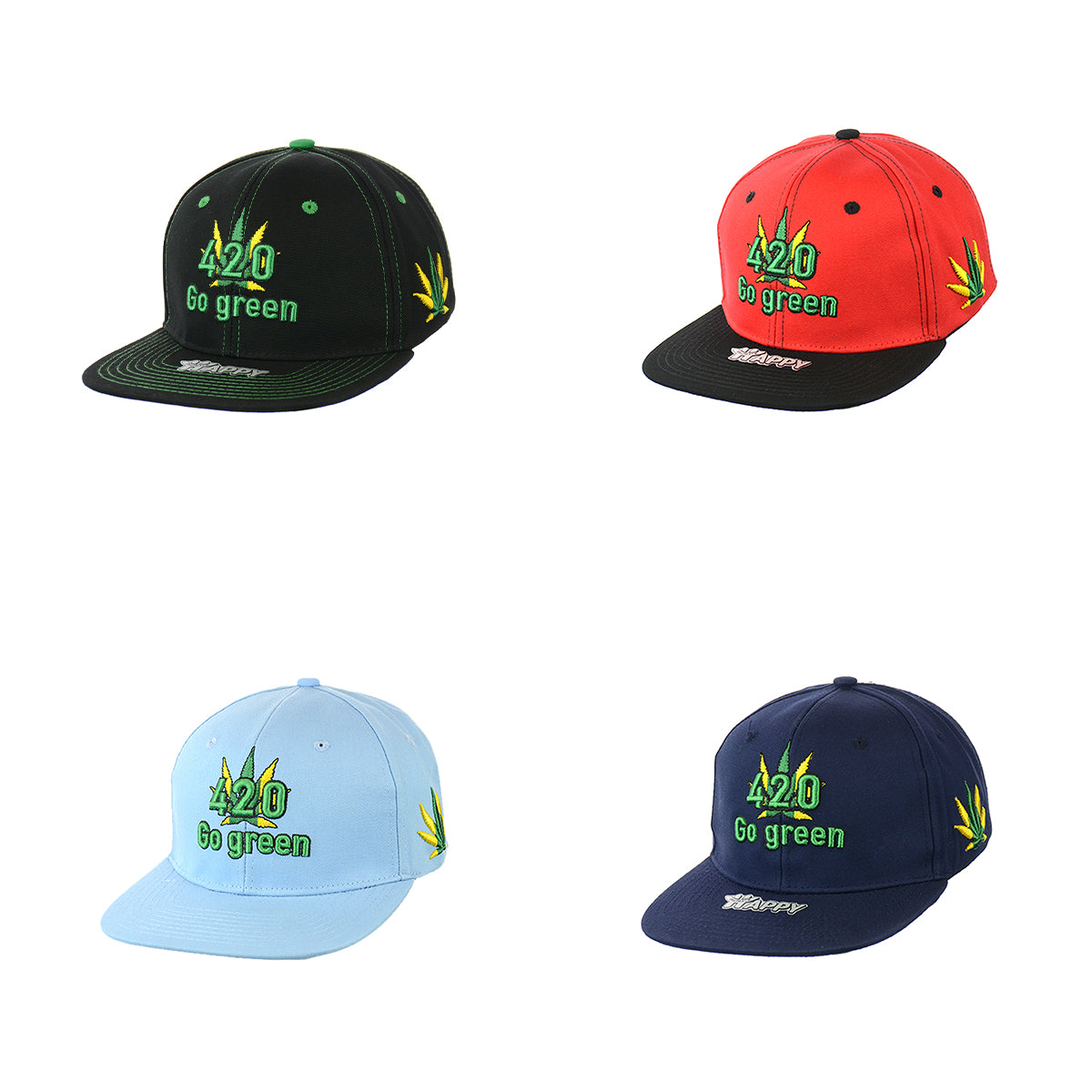420 Go Green Embroidered Snapback Hat 100% Cotton