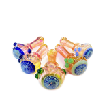 4.5" Flower Head Design Hand Pipe Gold Fume Glass