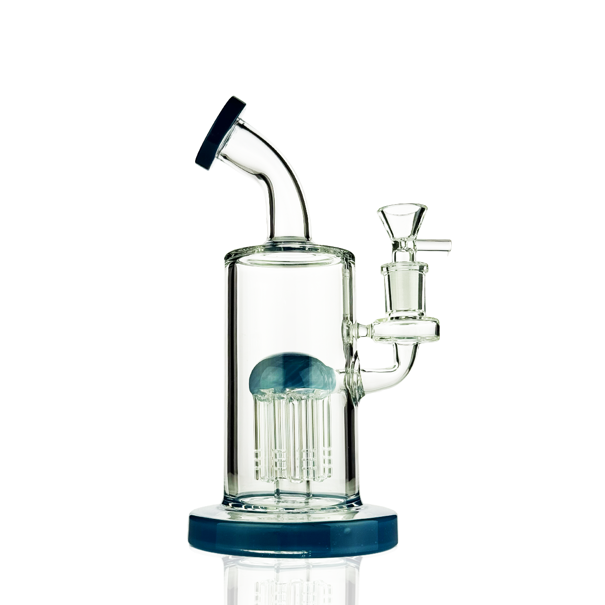 8" Tree Percolator Water Pipe | Rod Color Glass | 14mm Male Bowl