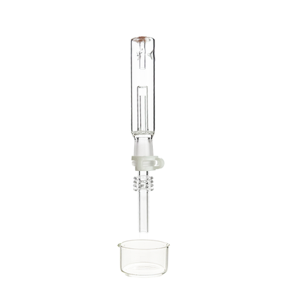 6" Glass Nectar Collector Straw with Quartz Nail and Jar