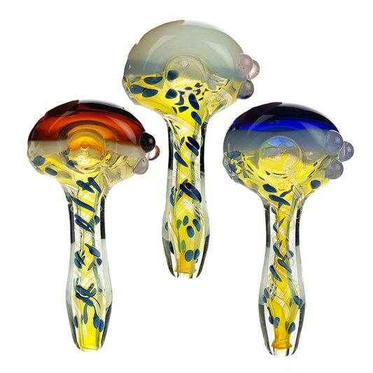 4.5" Hand Pipe Silver Fume Glass Swirling Art