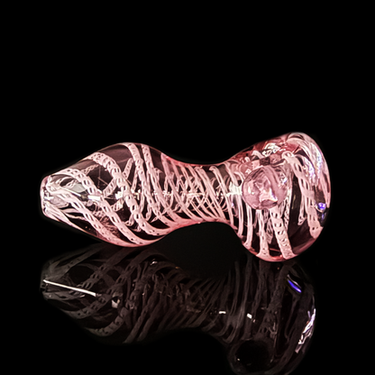 4" Pink Hand Pipe with Belly and Twisting Art