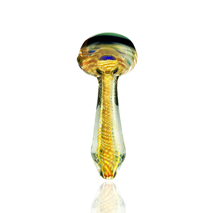 4.5" Hand Pipe Spoon Gold Fume Glass