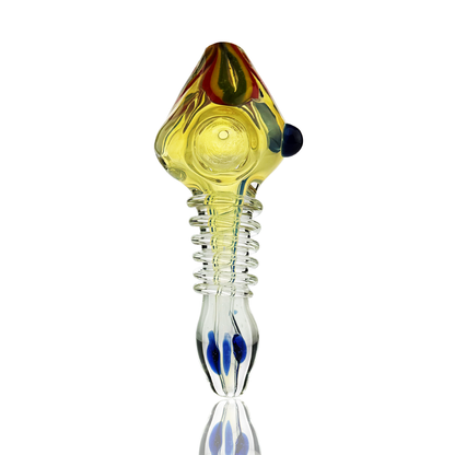 4.5" Sliver Fume Hand Pipe Spoon with Rasta Head Lines