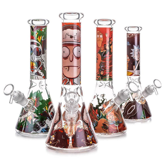 10-Inch Ricky Decal Beaker Water Pipe with 14mm Male Bowl