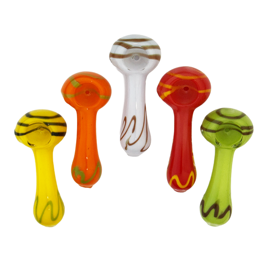 3" Hand Pipe Spoon with Color Frit Glass