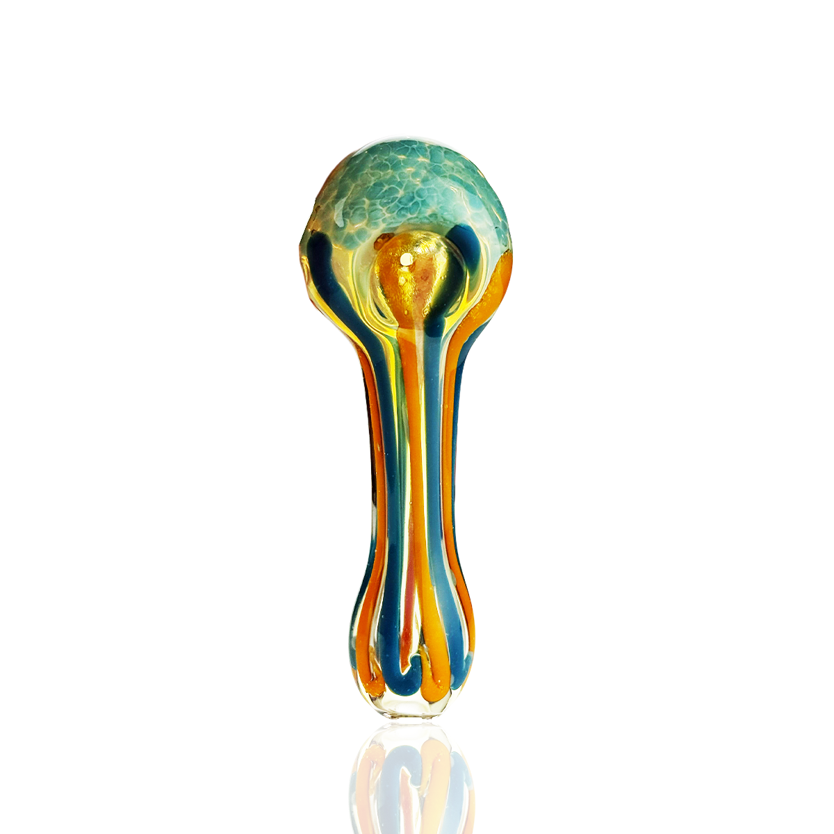 4" Hand Pipe spoon with Fume Glass Frit Head