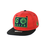 Go Green Leaf Embroidered Snapback Hat 100% Cotton