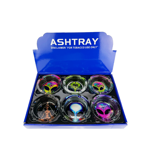 Glass Ashtray Alien Design 6 Pieces per Tray