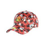 420 Skull Weed Leaf Design Red Baseball Snap Back Hat