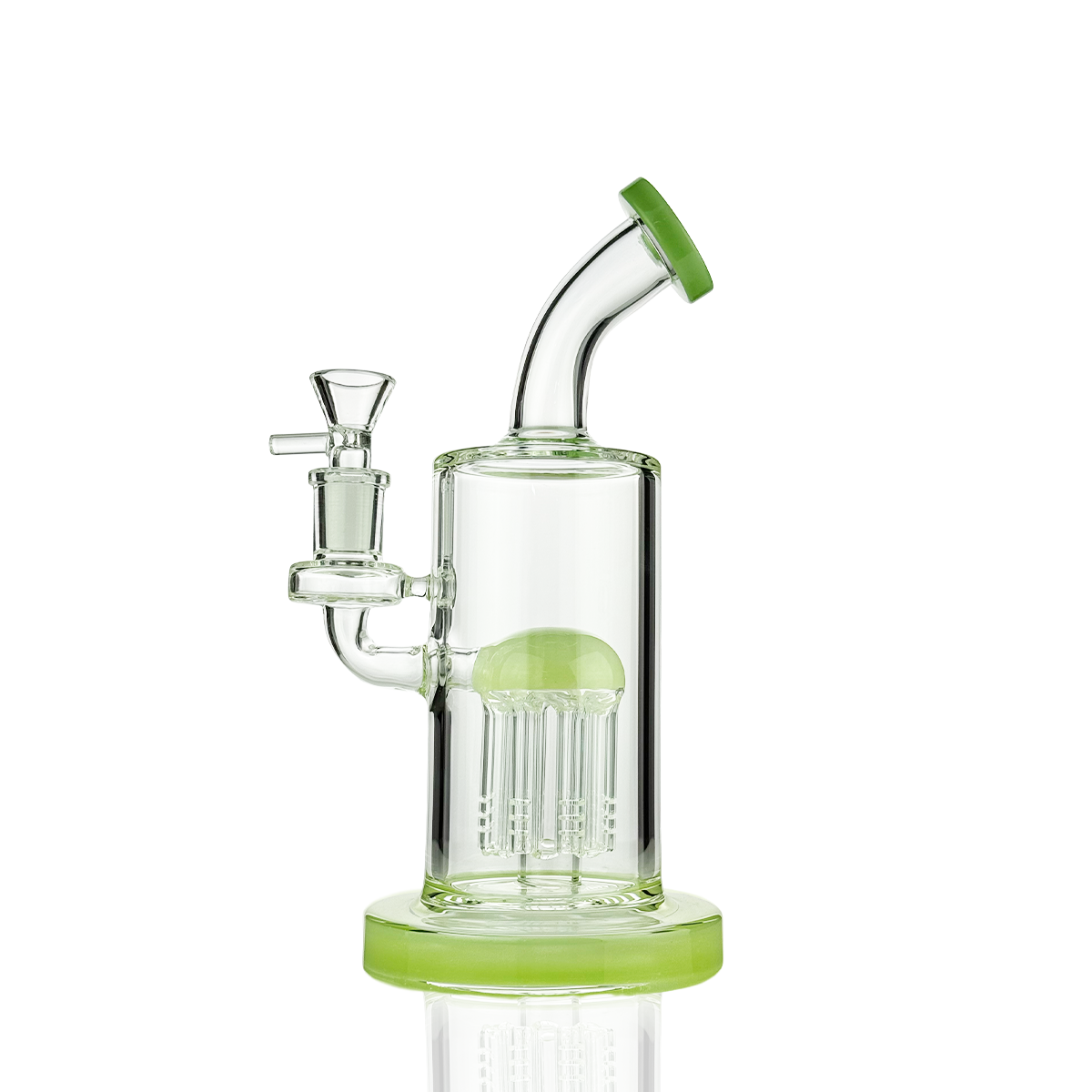 8" Tree Percolator Water Pipe | Rod Color Glass | 14mm Male Bowl