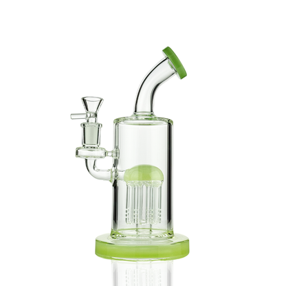 8" Tree Percolator Water Pipe | Rod Color Glass | 14mm Male Bowl
