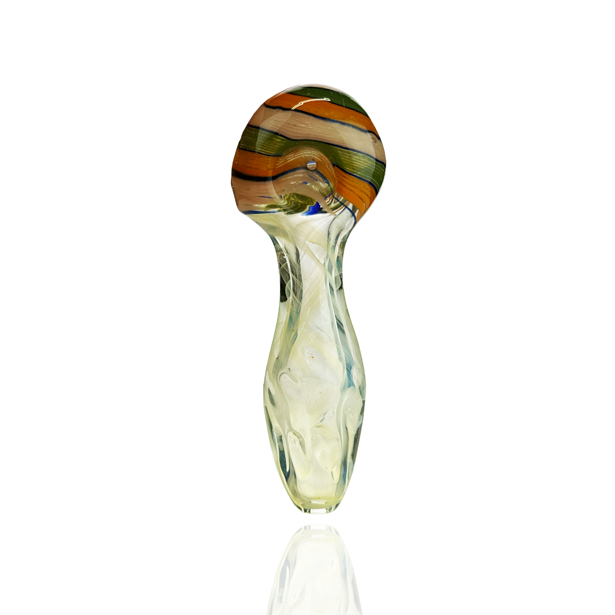 4.5" Hand Pipe Silver Fume Spiral Color Head
