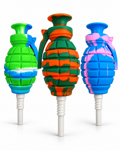 6.5-Inch Grenade Silicone Nectar Collector, 14mm Ceramic Tip & 5ml Jar