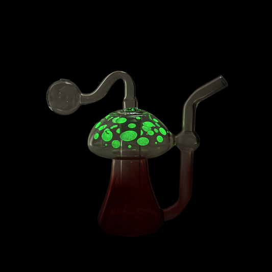6" Mushroom Oil Burner Glow In The Dark with 14mm Oil Male Bowl