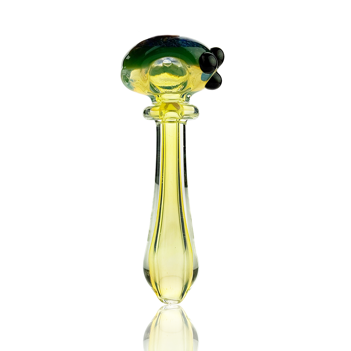 4.5" Silver Fume Glass with Black Frit Head Art