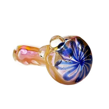 4.5" Gold Fume Glass Hand Pipe with Flower Head