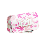 Pink 420 Magnetic Lid Medium Metal Rolling Tray - Size - 7.5*11.5