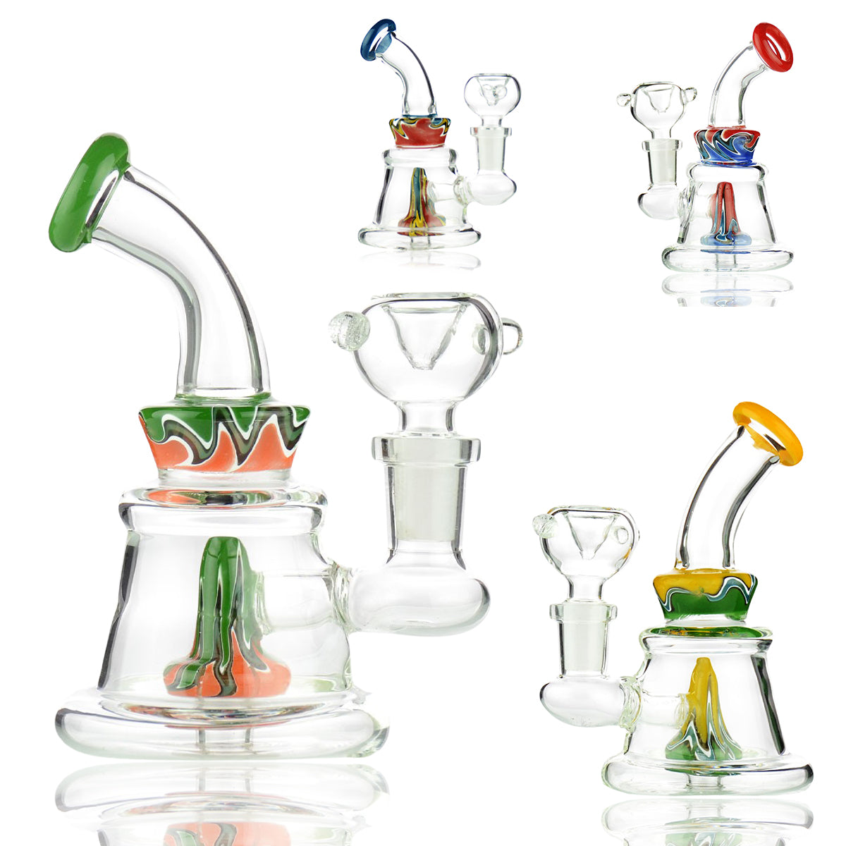 5" Mini Bong with Reversal Glass Shower and 14mm Male Bowl