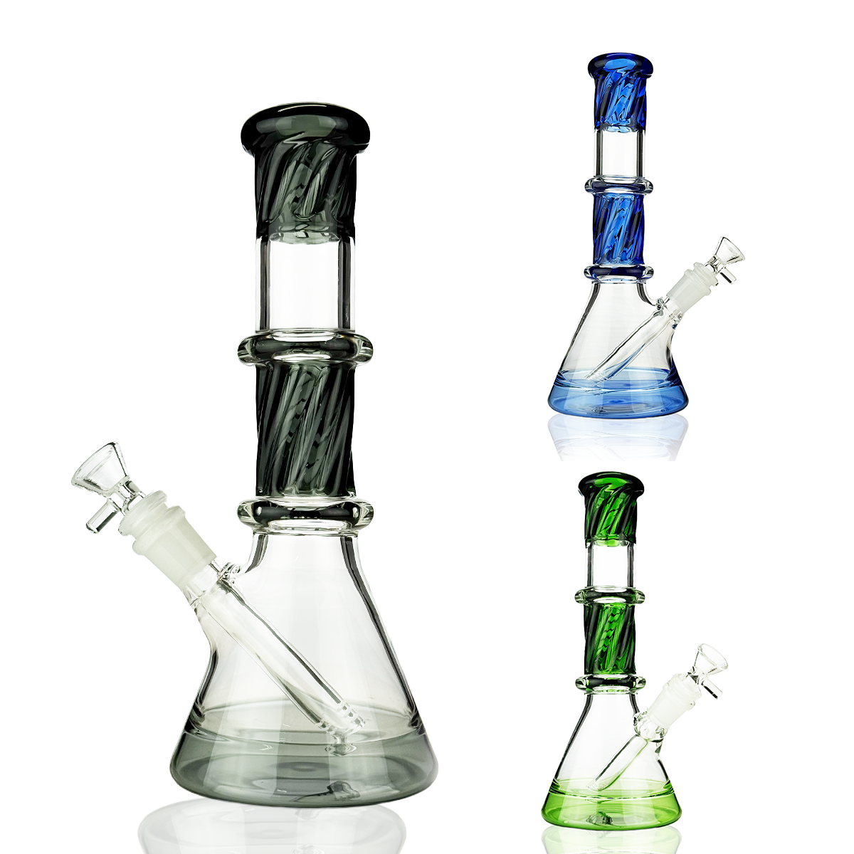 10-Inch Twisted Beaker Bong with 14mm Male Bowl