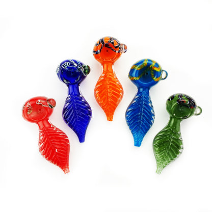 4.5" Frit Glass Hand Pipe Leaf Design