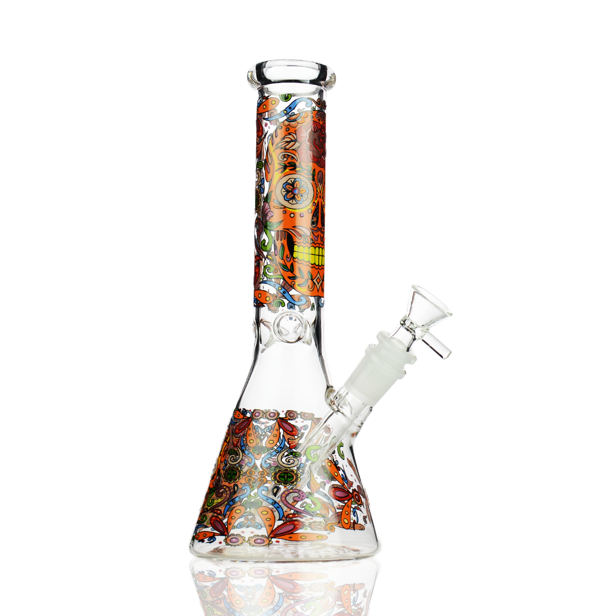 10" Day of The Dead Beaker with 14mm Male Bowls
