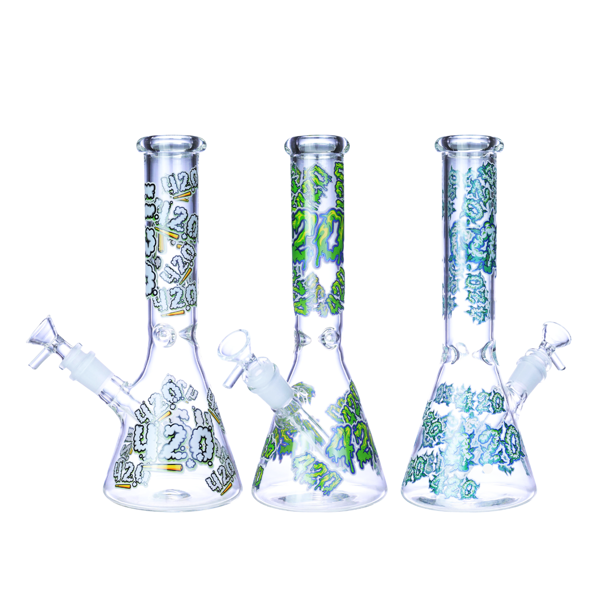 10" 420 Glow In Dark Beaker with 14mm Male Bowl