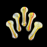 3.5" Silver Fume Glass Hand Pipe with Twisting Art and Rasta Lines