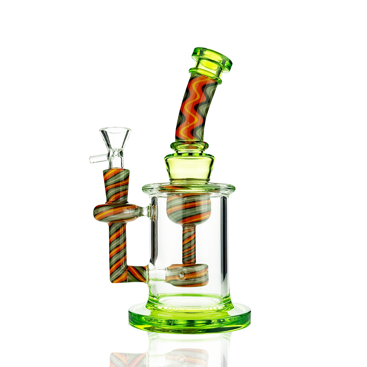 8" Wigwag Water Pipe | Reversal Glass | 14mm Male Bowl