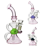 8" Pink Recycler Bong with 14mm Male Bowl