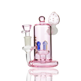 7" Happy Fumes Glass Pink Glass Mushroom Shower with 14mm Male Bowl
