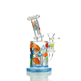 6" Water Pipe with Mushroom Stickers 14mm Male with 5mm Glass