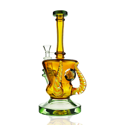 10" Double Horn Water Pipe | Locket Design | 14mm Male Bowl