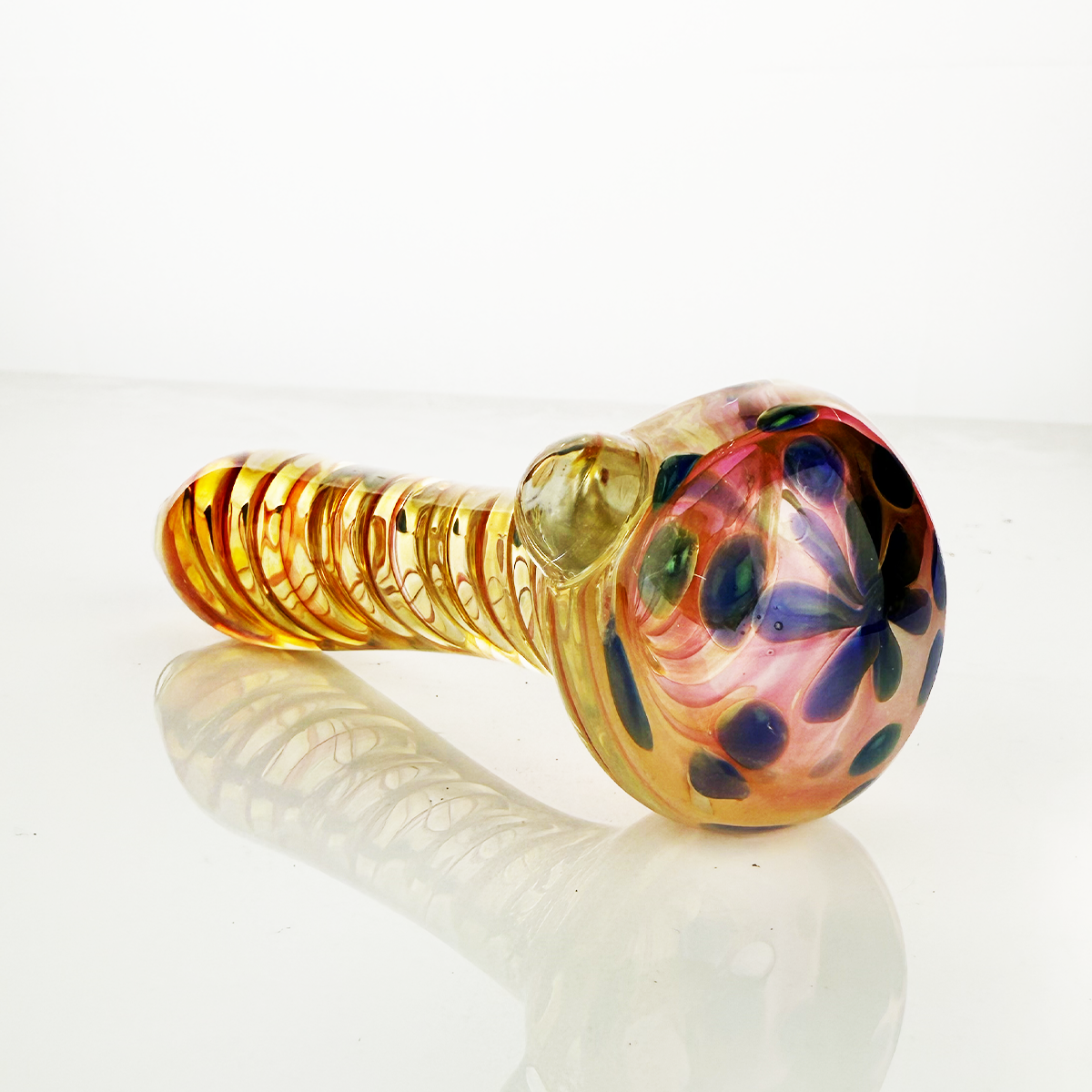 4.5" Hand Pipe Gold Fume with Spiral Art