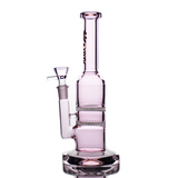 10" HAPPY FUMES GLASS Pink Straight Shooter with Double Honeycomb Perc and 14mm Male Bowl