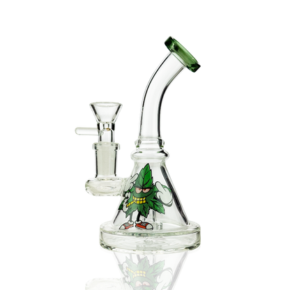 6" Water Pipe Leaf Print 14mm Male Bowl