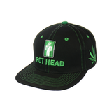 POT HEAD Leaf Embroidered Snapback Hat 100% Cotton