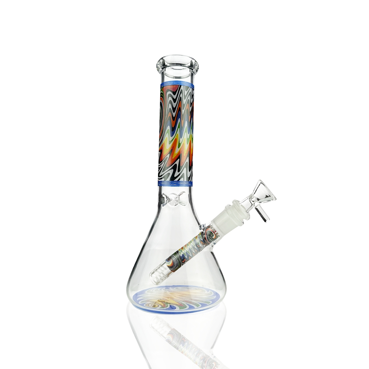 10" Wigwag Decal Beaker Bong with 14mm Male Bowl