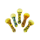 3.5" Hand Pipe Spoon Sliver Fume Glass Clear Frit Glass Head Design