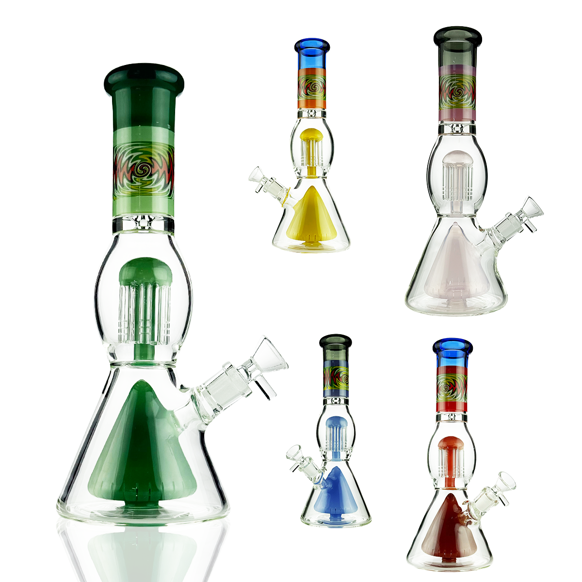 11" Beaker with Double Percolator and 14mm Male Bowl