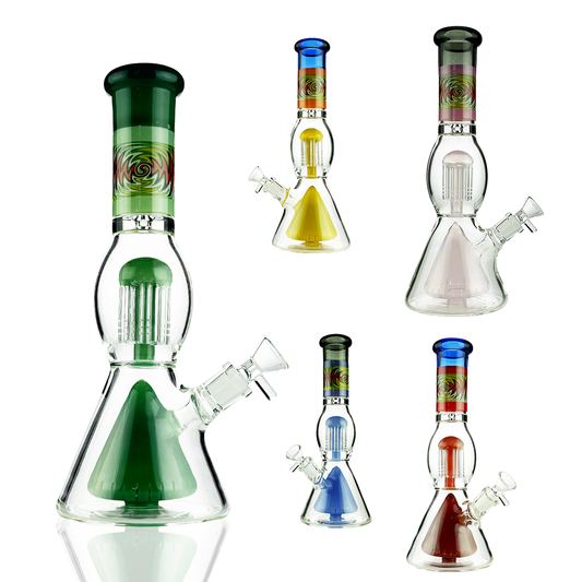 11" Beaker with Double Percolator and 14mm Male Bowl