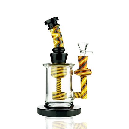 8" Wigwag Water Pipe | Reversal Glass | 14mm Male Bowl