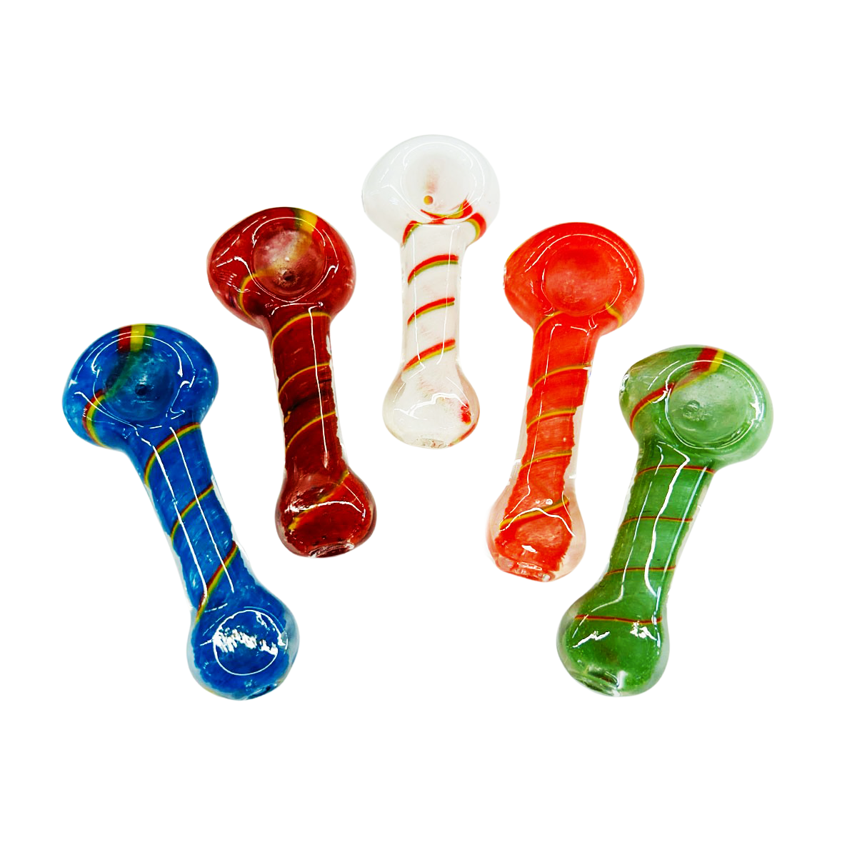 3.5" Hand Pipe Color Fir Glass with Rasta Swirling Lines