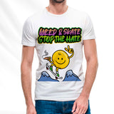 Skate and Weed White T-Shirt Pack of  5 Units 1-M, 1-L, 1-XL, 1-XXL, 1-XXXL -- 60% Cotton 40% Polyester