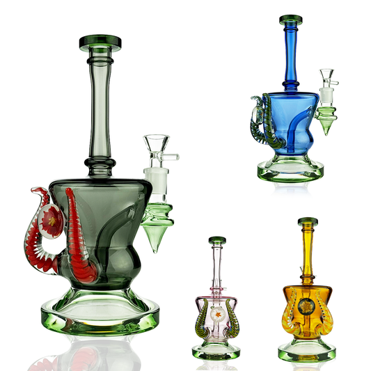 10" Double Horn Water Pipe | Locket Design | 14mm Male Bowl