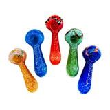 3.5" Spoon Hand Pipe with Color Glass Frit Design approx 80 Grams